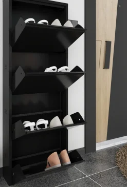 SCARPIERA 5 RIBALTE MOD. CABINET CM 50X15 H. 172 METALLO NERO : vendita online SCARPIERA 5 RIBALTE MOD. CABINET CM 50X15 H. 172 METALLO NERO in offerta