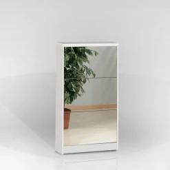 SCARPIERA 3 RIBALTE MOD. MULTIUSO CM 62X18 H. 116 BIANCO E SPECCHIO: vendita online SCARPIERA 3 RIBALTE MOD. MULTIUSO CM 62X18 H. 116 BIANCO E SPECCHIO in offerta