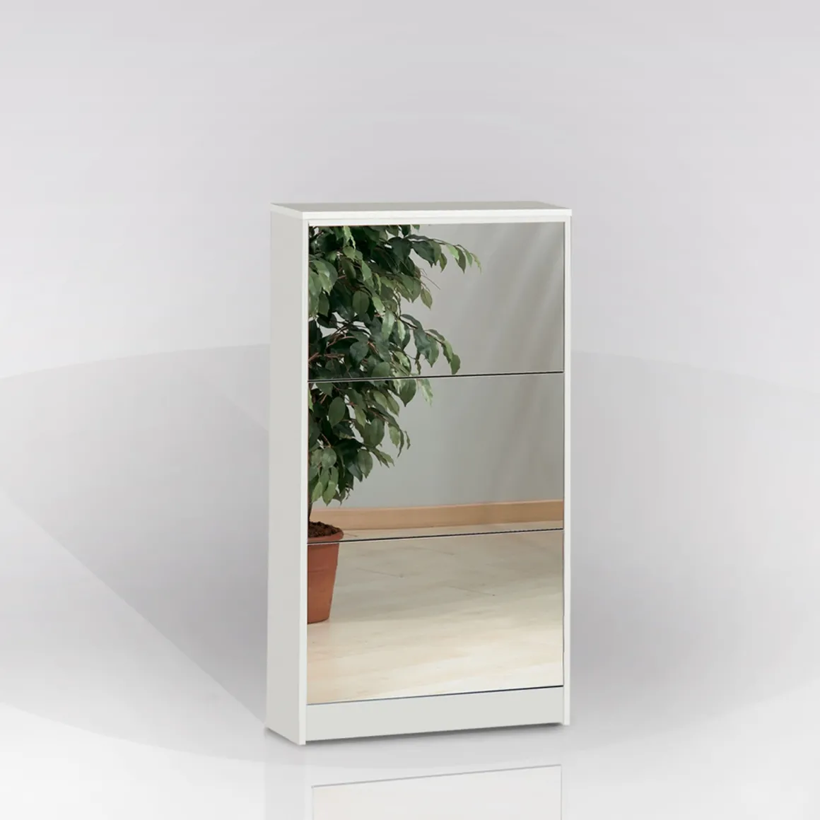 SCARPIERA 3 RIBALTE MOD. MULTIUSO CM 62X18 H. 116 BIANCO E SPECCHIO: vendita online SCARPIERA 3 RIBALTE MOD. MULTIUSO CM 62X18 H. 116 BIANCO E SPECCHIO in offerta
