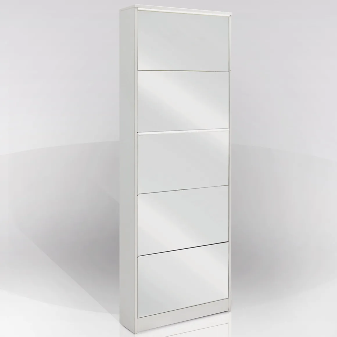 SCARPIERA 5 RIBALTE MOD. MULTIUSO CM 62X18 H. 182 BIANCO E SPECCHIO: vendita online SCARPIERA 5 RIBALTE MOD. MULTIUSO CM 62X18 H. 182 BIANCO E SPECCHIO in offerta
