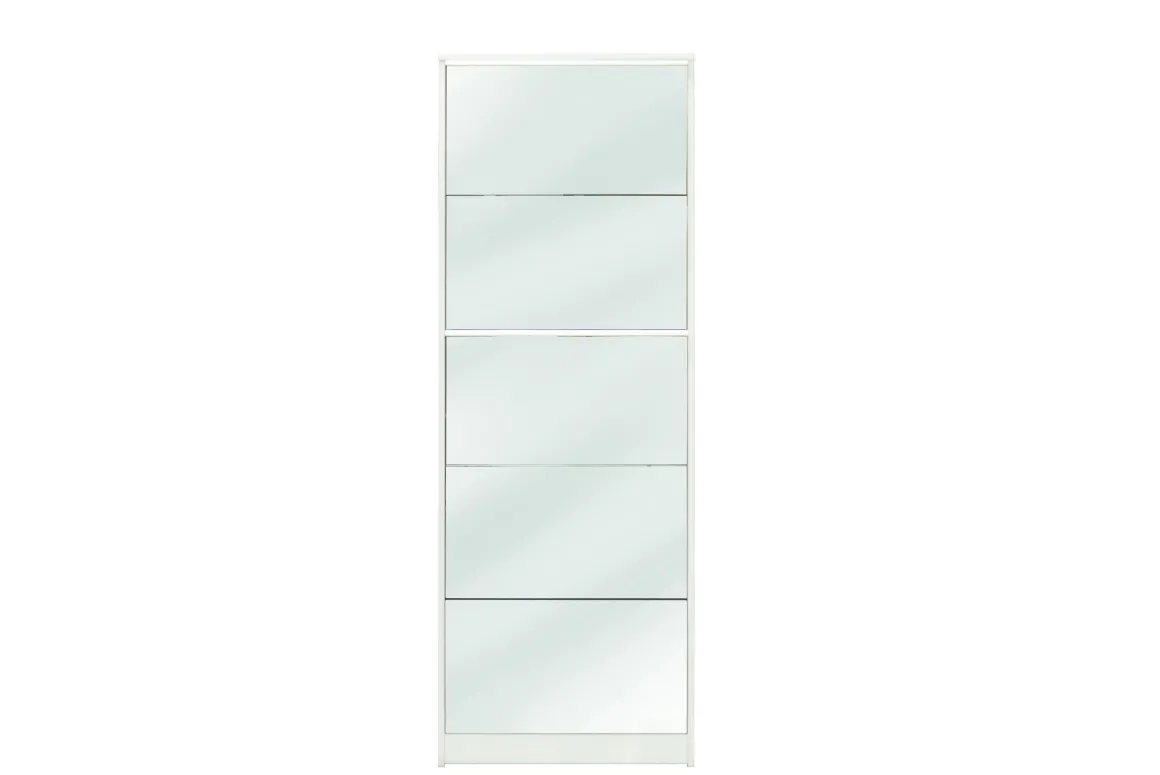 SCARPIERA 5 RIBALTE MOD. MULTIUSO CM 62X18 H. 182 BIANCO E SPECCHIO: vendita online SCARPIERA 5 RIBALTE MOD. MULTIUSO CM 62X18 H. 182 BIANCO E SPECCHIO in offerta