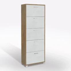 SCARPIERA 5 RIBALTE MOD. QUADRANTE CM 70X29 H.190 NOCE STELVIO E OSSIDO BIANCO: vendita online SCARPIERA 5 RIBALTE MOD. QUADRANTE CM 70X29 H.190 NOCE STELVIO E OSSIDO BIANCO in offerta
