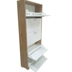 SCARPIERA 5 RIBALTE MOD. QUADRANTE CM 70X29 H.190 NOCE STELVIO E OSSIDO BIANCO: vendita online SCARPIERA 5 RIBALTE MOD. QUADRANTE CM 70X29 H.190 NOCE STELVIO E OSSIDO BIANCO in offerta