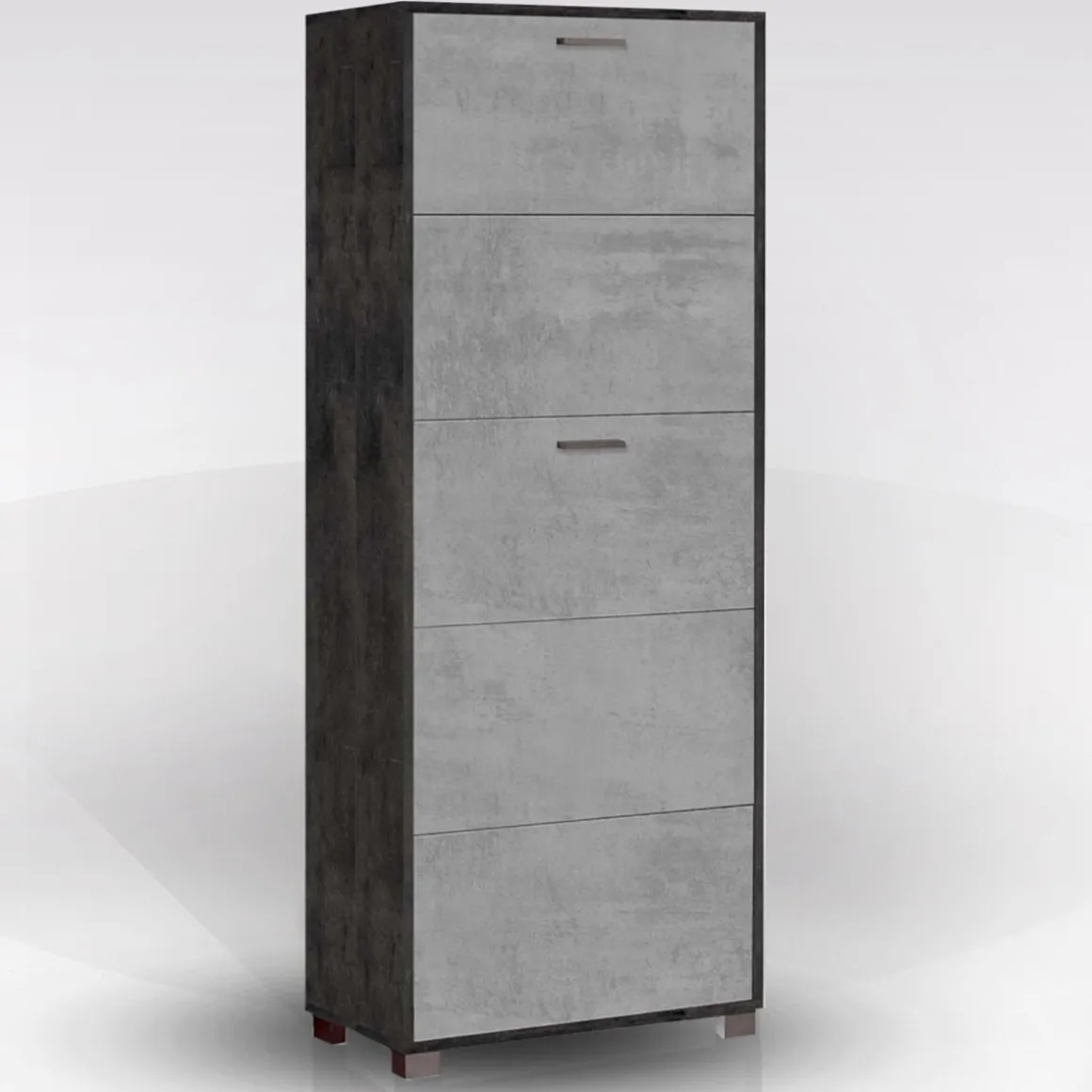 SCARPIERA 5 RIBALTE MOD. QUADRANTE CM 70X29 H.190 OSSIDO NERO E CEMENTO : vendita online SCARPIERA 5 RIBALTE MOD. QUADRANTE CM 70X29 H.190 OSSIDO NERO E CEMENTO in offerta