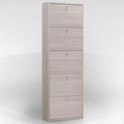 Scarpiera slim in laminato olmo: scarpiera slim con 5 ribalte