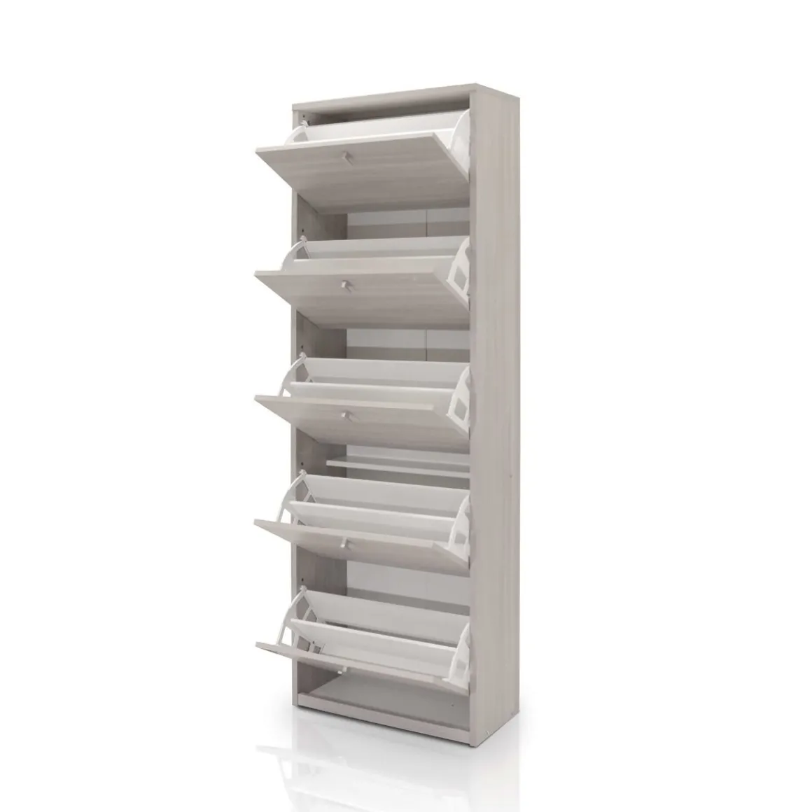 Scarpiera slim in laminato olmo: scarpiera slim con 5 ribalte
