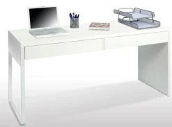 SCRIVANIA BIANCO OPACO CON 2 CASSETTI