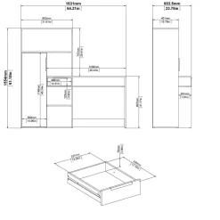 Scrivania con libreria rovere: scrivania FUNCTION con libreria