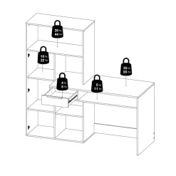 Scrivania con libreria rovere: scrivania FUNCTION con libreria