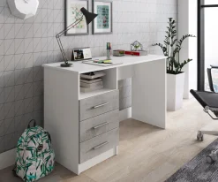 Scrivania per cameretta: scrivania per cameretta DINK bianco e cemento