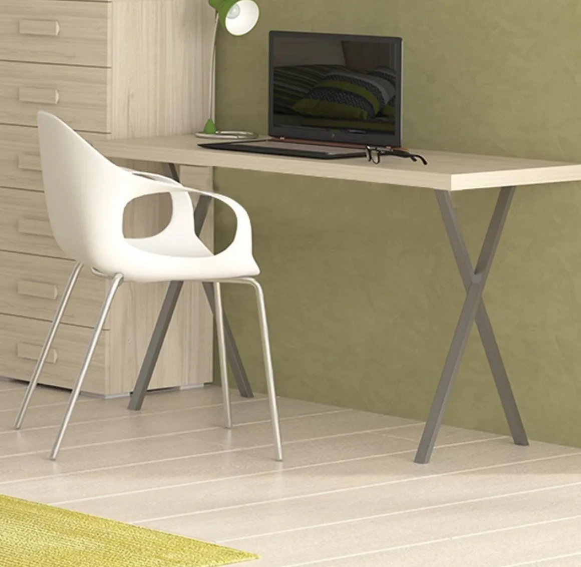 Scrivania piccola 123x35 cm: scrivania piccola con gambe in ferro