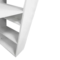 Scrivania reversibile con libreria a cinque ripiani in laminato bianco