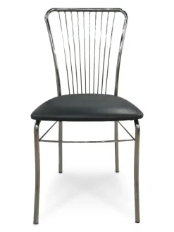 sedia in fusto cromato con sedile grigio