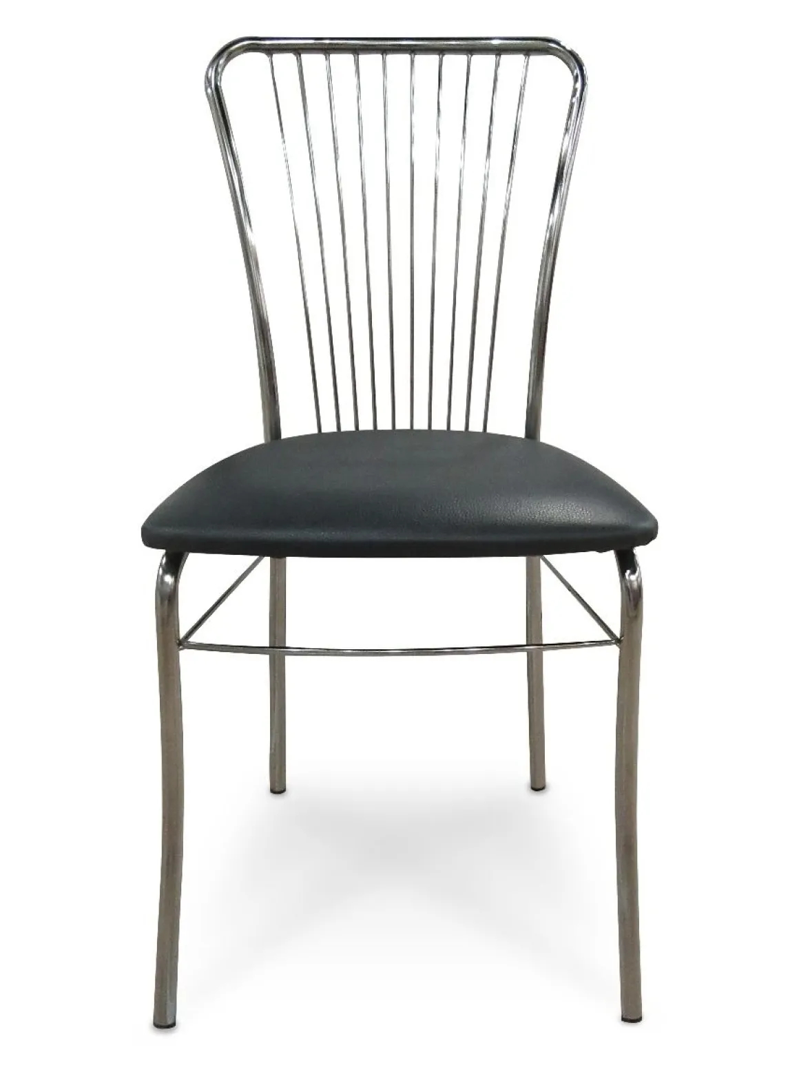 sedia in fusto cromato con sedile grigio