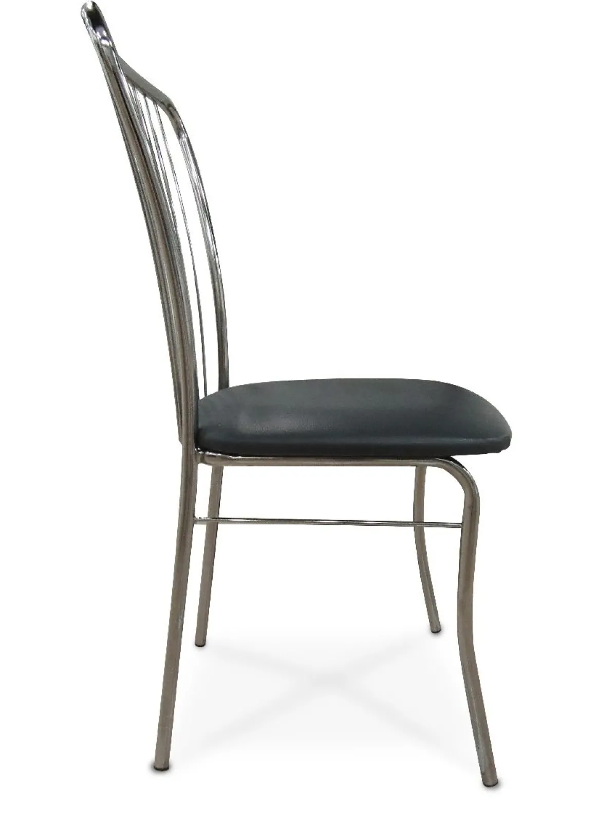 sedia in fusto cromato con sedile grigio