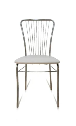 sedia in fusto cromato con sedile skai bianco