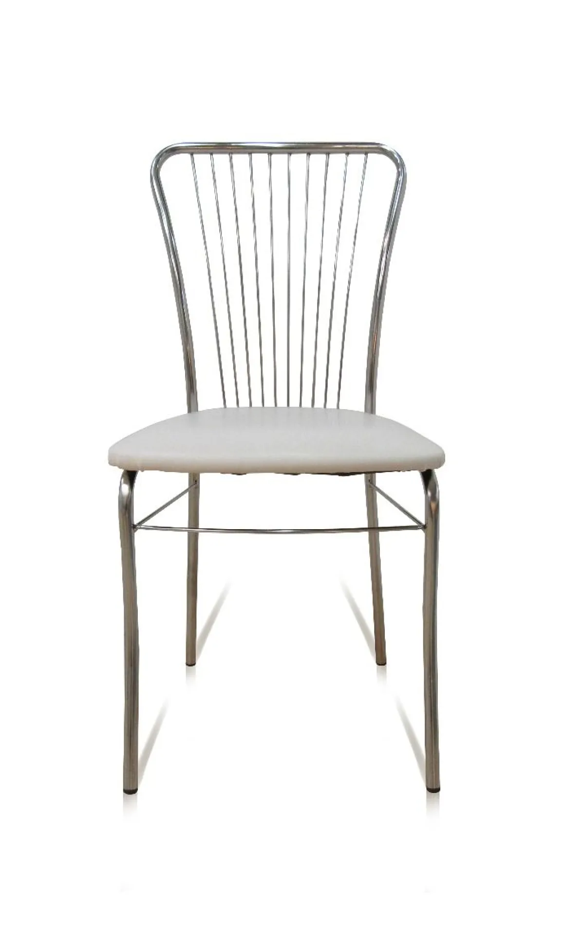 sedia in fusto cromato con sedile skai bianco