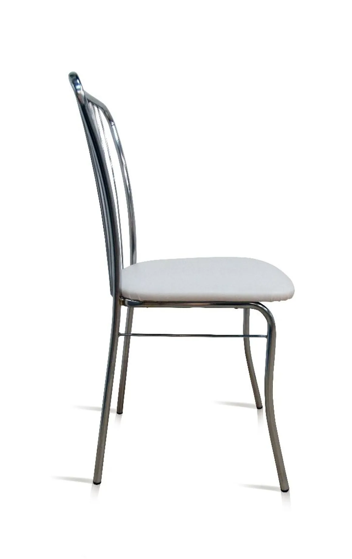 sedia in fusto cromato con sedile skai bianco