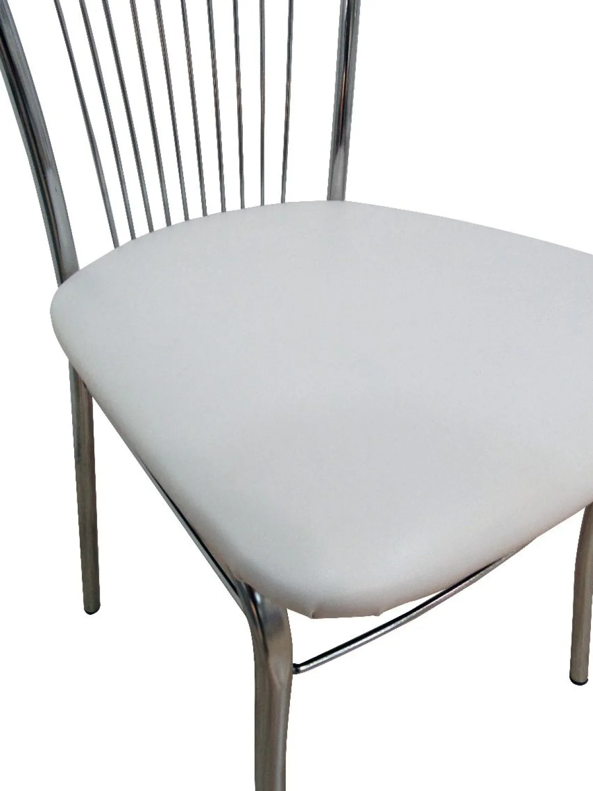 sedia in fusto cromato con sedile skai bianco