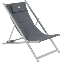 Sedia Sdraio pieghevole in alluminio con seduta in textilene Grigio: serie Honolulu