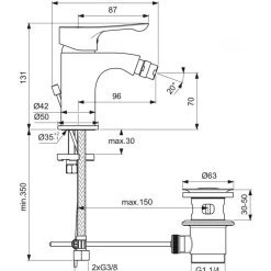SERIE ALPHA - RUBINETTO PER BIDET CROMATO