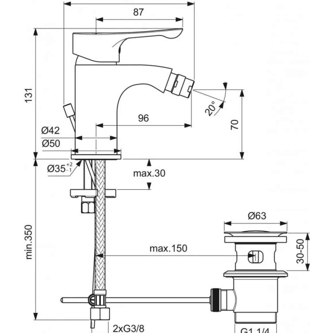 SERIE ALPHA - RUBINETTO PER BIDET CROMATO