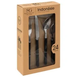 SERVIZIO COMPLETO DA 24 POSATE LINEA INDONESIE NERO