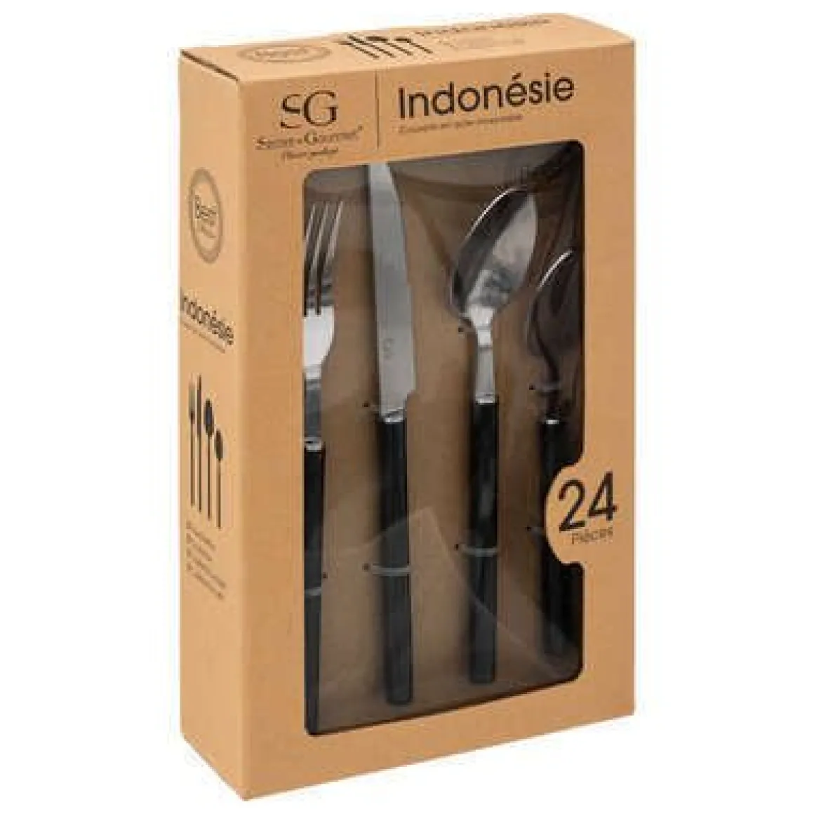 SERVIZIO COMPLETO DA 24 POSATE LINEA INDONESIE NERO