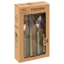 SERVIZIO COMPLETO DA 24 POSATE LINEA INDONESIE VERDE
