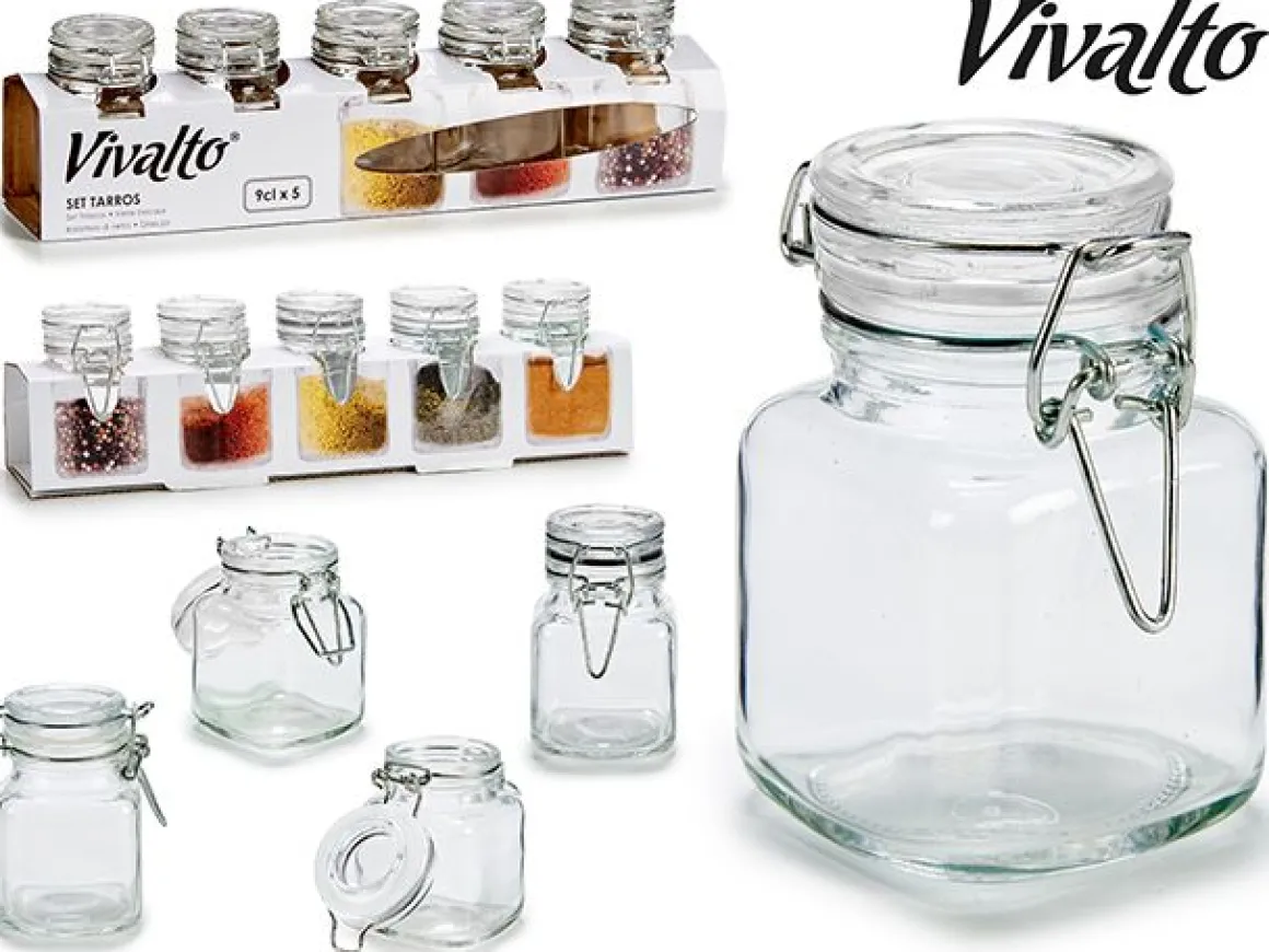 SET 5 BARATTOLI CHIUSURA ERMETICA 90ML