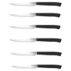 SET 6 COLTELLI CUCINA/CARNE/PIZZA CON MANICO NERO 11CM