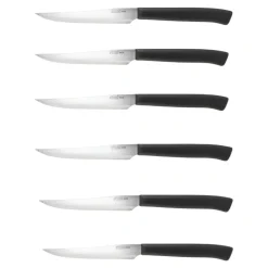 SET 6 COLTELLI CUCINA/CARNE/PIZZA CON MANICO NERO 11CM