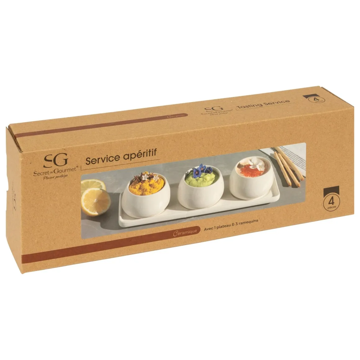 SET APERITIVO 4PZ MOD NORA 9.5X5 IN GRES PANNA