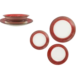 SET TAVOLA DA 18 PIATTI IN CERAMICA ROSSO