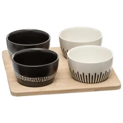 SET APERITIVO 5PZ ETNICO IN GRES E BAMBOO