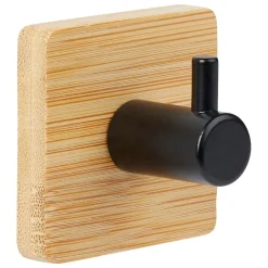 SET 2 APPENDINI ADESIVI IN LEGNO STIKY CON GANCIO IN METALLO E BAMBOO