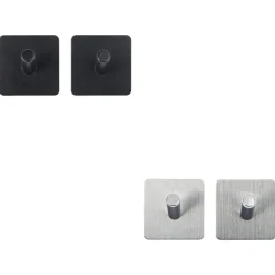 SET 2 APPENDINI ADESIVI STIKY IN ACCIAIO INOX 4.5X4.5CM ASSORTITO