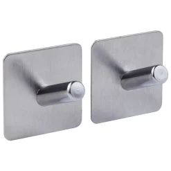 SET 2 APPENDINI ADESIVI STIKY IN ACCIAIO INOX 4.5X4.5CM ASSORTITO