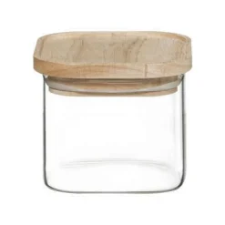 SET 4 BARATTOLI HERMET IN VETRO CON TAPPO IN LEGNO
