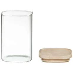 SET 4 BARATTOLI HERMET IN VETRO CON TAPPO IN LEGNO