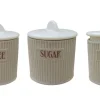 SET 3 BARATTOLI IN CERAMICA 400ML ZUCCHERO/SALE/CAFFE GRIGIO/BIANCO