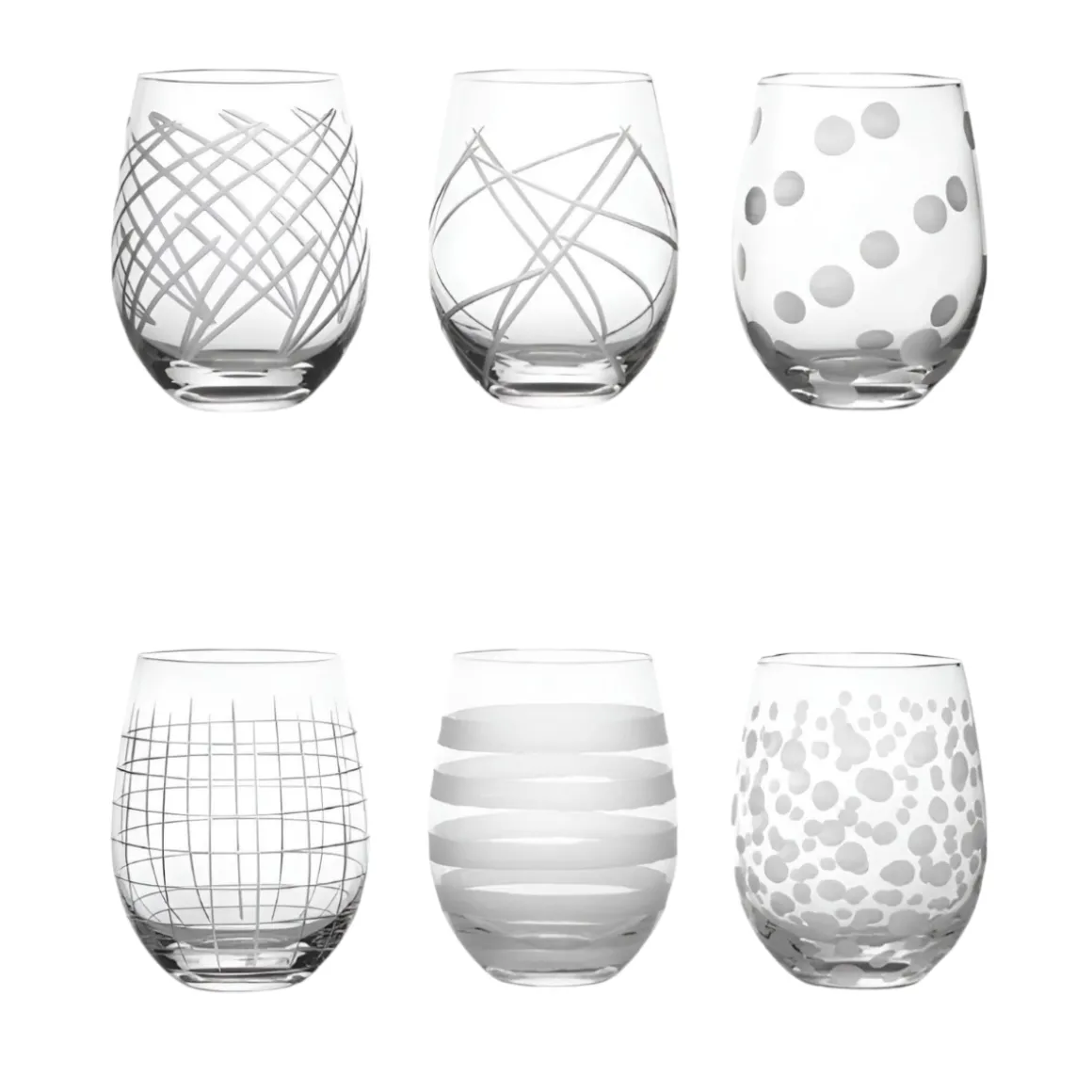 SET 6 BICCHIERI DA ACQUA LINEA MIXO IN VETRO DECORATO 500ML