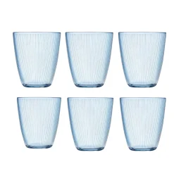 SET 6 BICCHIERI DA ACQUA LINEA STRIPY IN VETRO AZZURRO 31CL