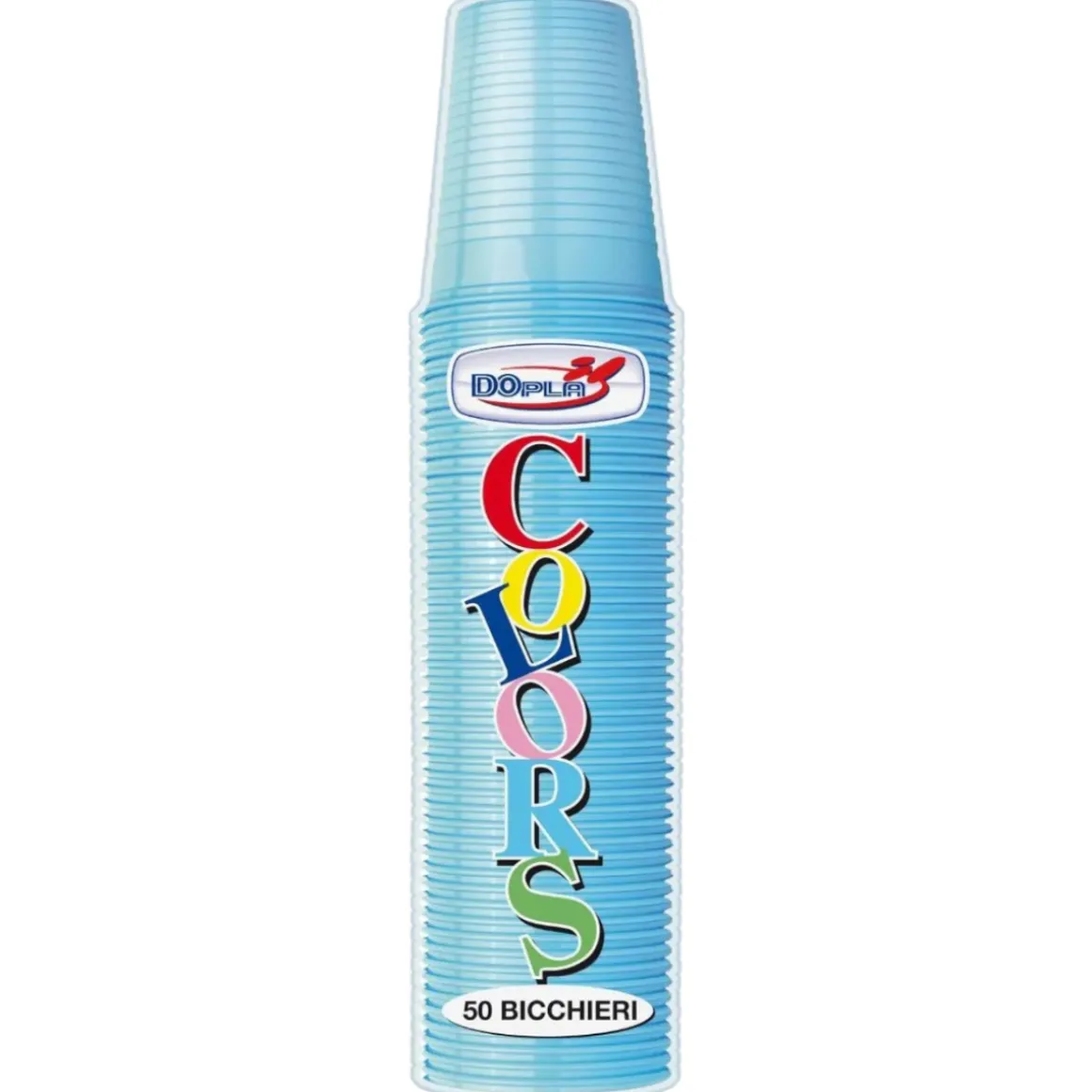 SET 50 BICCHIERI IN PLASTICA 200ML AZZURRO