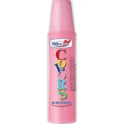 SET 50 BICCHIERI IN PLASTICA 200ML ROSA