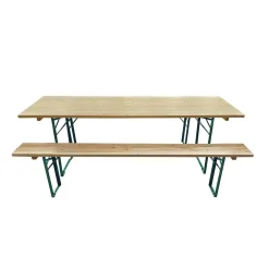Set Birreria due panche e tavolo in legno naturale 220x80