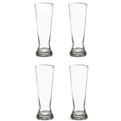SET 4 BOCCALI DA BIRRA IN VETRO TRASPARENTE 7X20.5CM 370ML