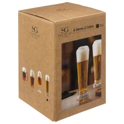 SET 4 BOCCALI DA BIRRA IN VETRO TRASPARENTE 7X20.5CM 370ML