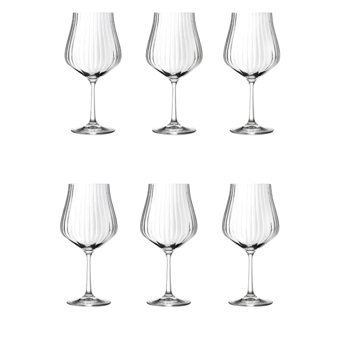 SET 6 CALICI DA VINO LINEA TULIPA OTTICO 600ML