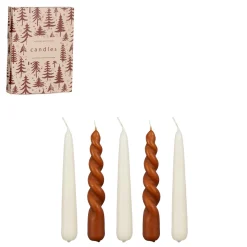 SET 5 CANDELE DA CERA PANNA/MARRONE D 2.2 H 15CM: vendita online SET 5 CANDELE DA CERA PANNA/MARRONE D 2.2 H 15CM in offerta